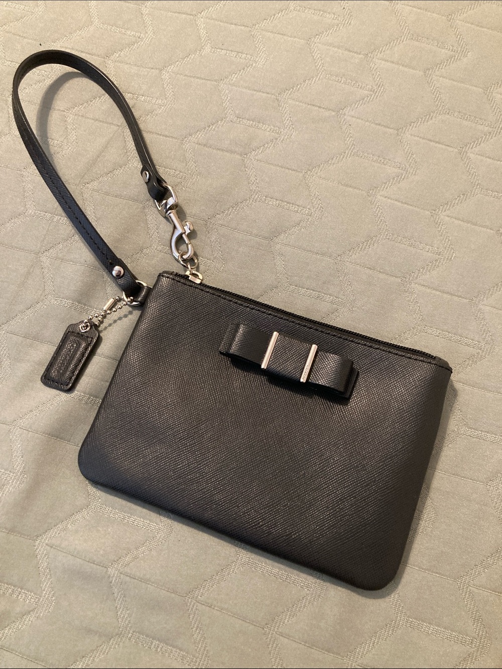 Coach Black Wristlet with Bow Detail